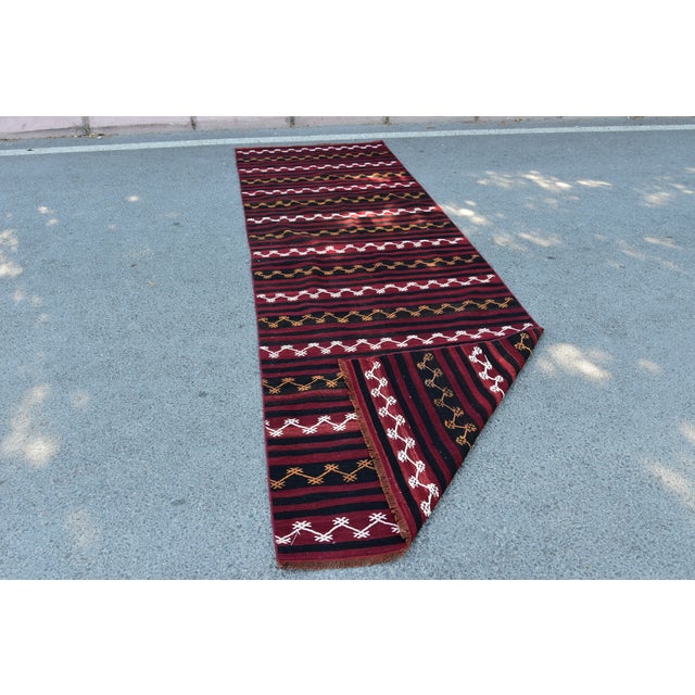 1960s Cabin Style Hand Knotted Kilim Runner For Sale In Sacramento - Image 6 of 11
