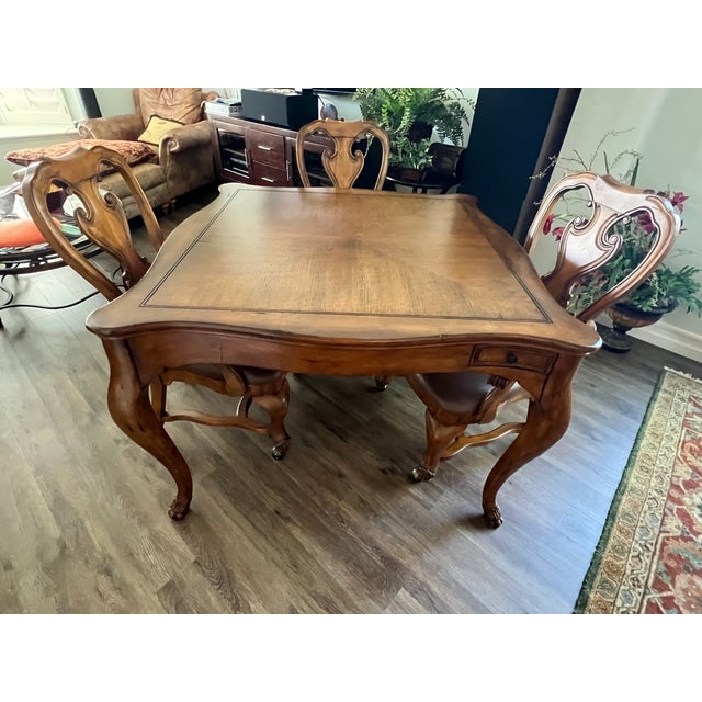 Game or Card Table with 4 Chairs (most listings of this type are for the table only). The square, sophisticated, scalloped...