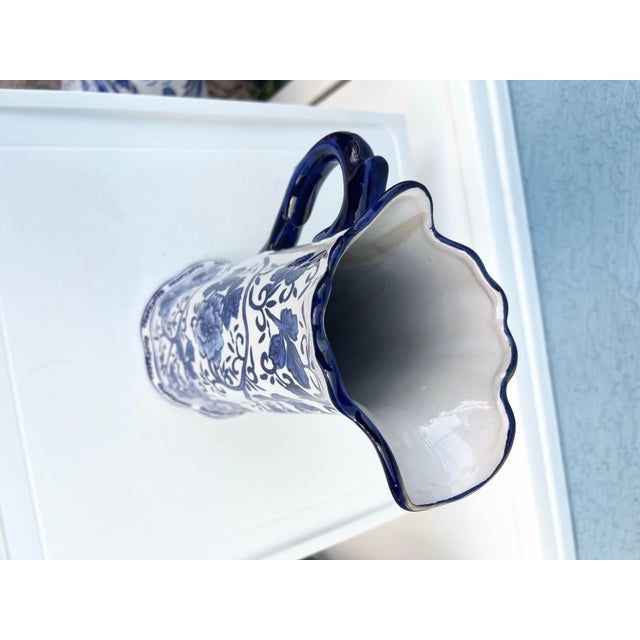 Vintage Porcelain Blue & White Pitcher/ Vase For Sale In West Palm - Image 6 of 7