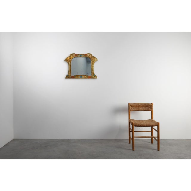 Art Nouveau Mirror in Brass and Glass from A.H. Villaket, France, 1910s For Sale - Image 5 of 14