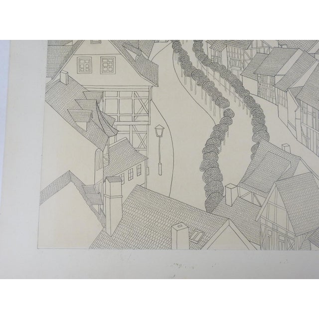 Contemporary Vintage Cityscape Pen and Ink Drawing For Sale - Image 3 of 6