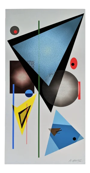 Atsuko Okamoto Abstract Serigraph A. P. " Colorscape Blue" Signed on Canvas