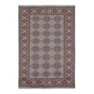 Vintage Bokhara Rug in Soft Sky Blue With Geometric Patterns - Rug & Kilim For Sale