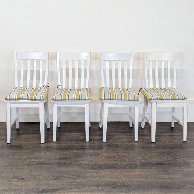 2010s Cb2 White 5-Piece Round Dining Set With Cushioned Chairs For Sale - Image 5 of 9