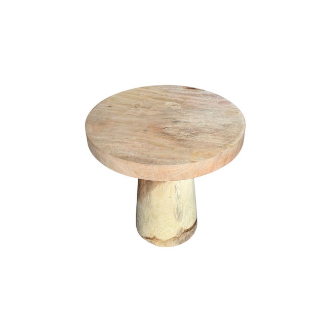 Sculptural Round Table Crafted From Solid Suar Wood, Natural Finish For Sale - Image 6 of 15