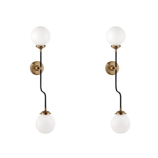 Bistro Double Wall Sconces by Designer Ian K. Fowler - a Pair For Sale