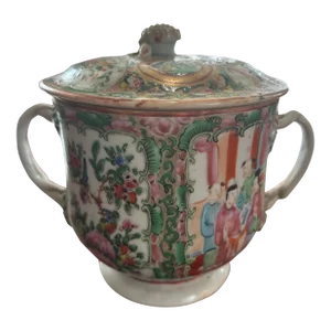 Mid 19th Century Rose Medallion Sugar Bowl