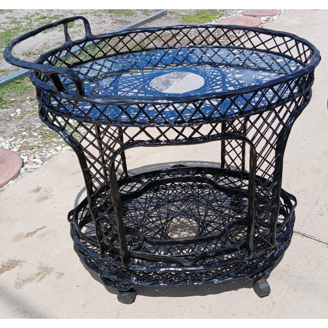 1960s Russell Woodard Mid Century Spun Fiberglass Rolling Bar Cart or Tea Cart For Sale - Image 9 of 13