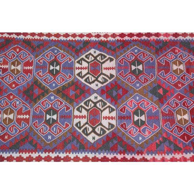 1980s Decorative Vintage Handwoven Kilim-3' 4'' X 2' 1'' Feet For Sale - Image 10 of 11