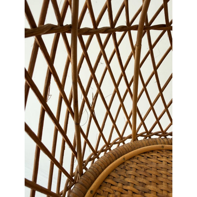 1970s Vintage Boho Wicker Four-Tier Estagere Cylindrical Shelving Unit, 1970s For Sale - Image 5 of 13