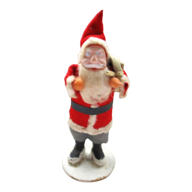 Antique Christmas 5" Santa Clay Face Composition & Cloth Body Japa For Sale