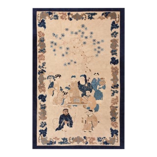 Early 20th Century Chinese Peking Carpet with Eight Immortals Playing Weiqi "Go" For Sale