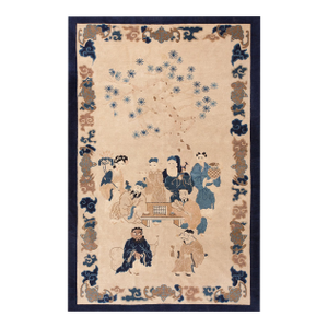 Early 20th Century Chinese Peking Carpet with Eight Immortals Playing Weiqi "Go"