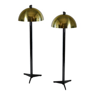 Vintage Brass Mushroom Floor Lamps - Pair For Sale