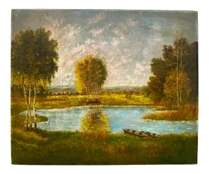 Vintage Country Landscape Oil Painting by Wittenberg C.1947