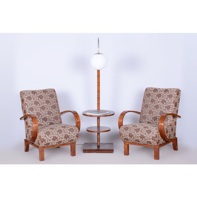 Art Deco Czech High Gloss Armchairs with Backhausen Fabric, 1920s, Set of 2 For Sale - Image 4 of 11