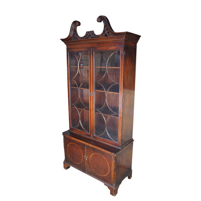 English Antique Union National English George III Style Mahogany China Cabinet Bookcase For Sale - Image 3 of 12