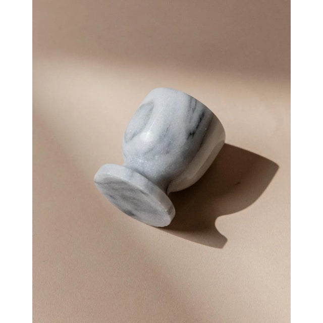 Mid-Century Handcarved Grey and White Marble Egg Cups, Italy, 1970s, Set of 6 For Sale - Image 6 of 11