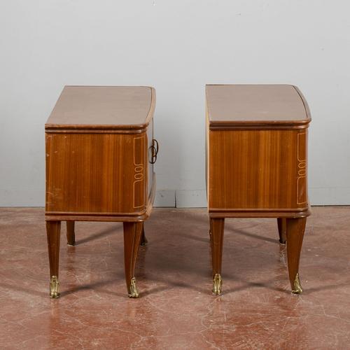 Paolo Buffa-Style Bedside Tables with Glass Top, Set of 2 For Sale - Image 4 of 9