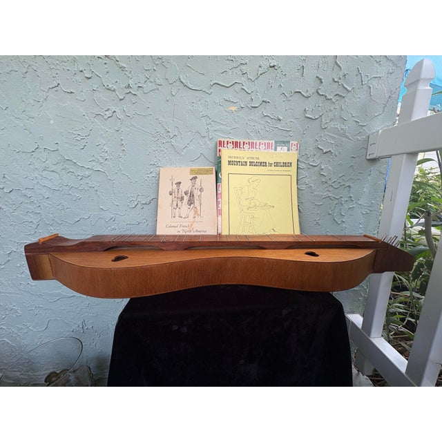 Vintage Handmade Hourglass Mountain Dulcimer With Heart Cutouts & Music Books For Sale - Image 9 of 12