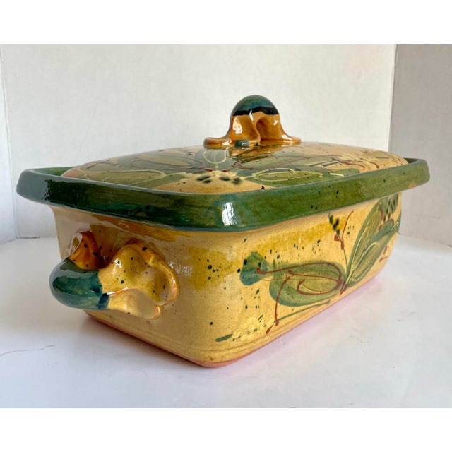 French Country French Hand-Painted Stoneware Lidded Casserole Dish by Sud & Co Casses en Provence For Sale - Image 3 of 11