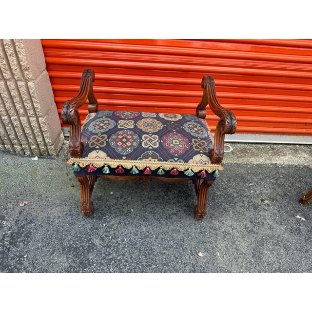 Late 20th Century Vintage French Louis XIII Style Os De Mouton Backless Bench For Sale - Image 4 of 14