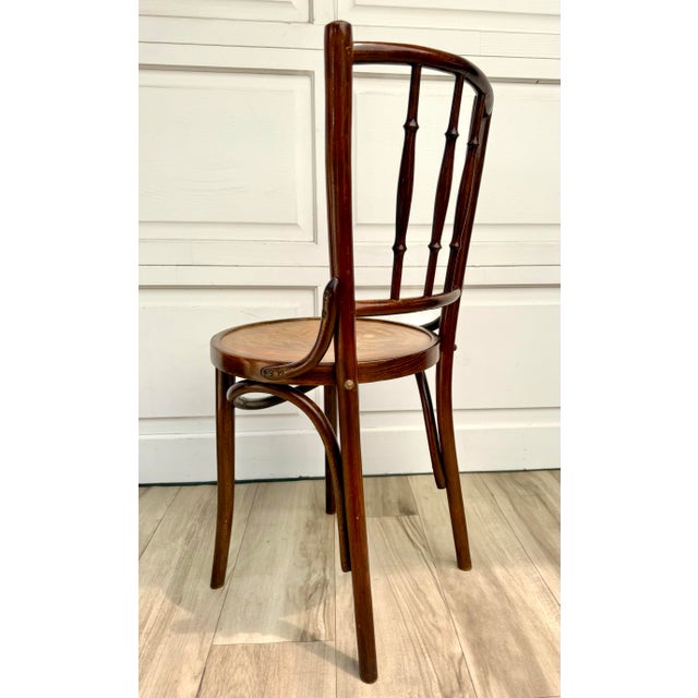 Antique Vienna Secession Bentwood Chair Attributed to Mundus With Floral Art Nouveau Seat For Sale - Image 10 of 16