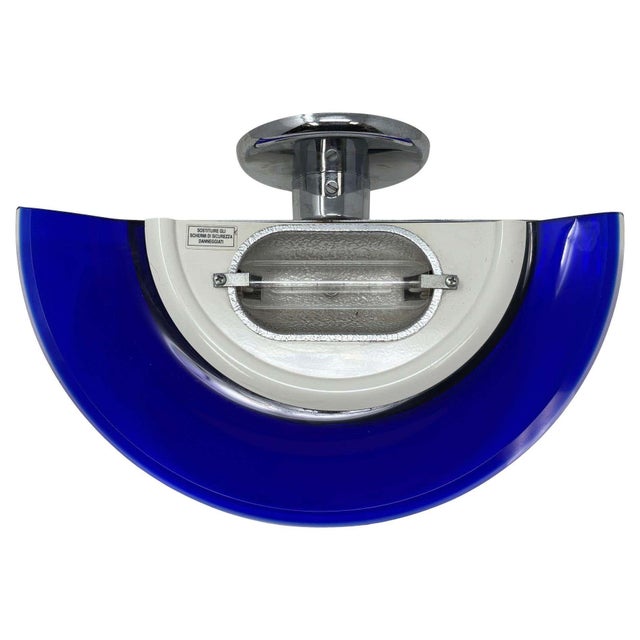 Postmodern Italian Cobalt Blue Murano Glass & Chrome Wall Sconce, 1980s 1 of 7 For Sale In Palm Springs - Image 6 of 17