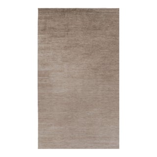 Rug & Kilim’s Oversized Modern Textural Rug in Brown, White and Beige Striae - 11x19 For Sale