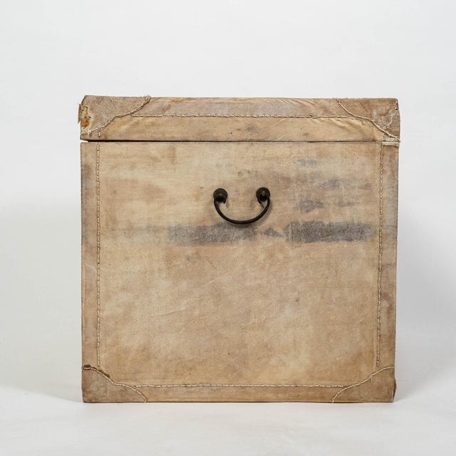 19th-Century Chinese Goat Skin Parchment Box With Bronze Mounts | Chairish