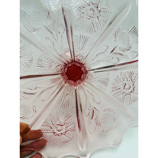 American Vintage Pressed Glass Cake Stand For Sale - Image 3 of 6