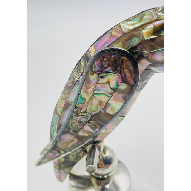 1970s Mexican Silver Plated & Abalone Parrot Bell in the Style of Emilia Castillo For Sale - Image 15 of 18