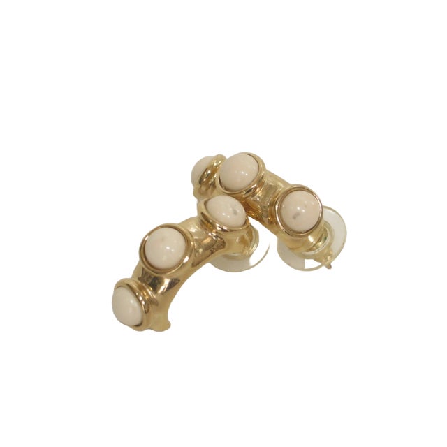 1980s 1980s Givenchy Modernist Glass Pearl Gold Plated Earrings, 2 Pieces For Sale - Image 5 of 5