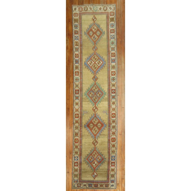Antique Zabihi Collection Persian Bakshaish Runner - 3'4" x 14'1" For Sale - Image 9 of 10