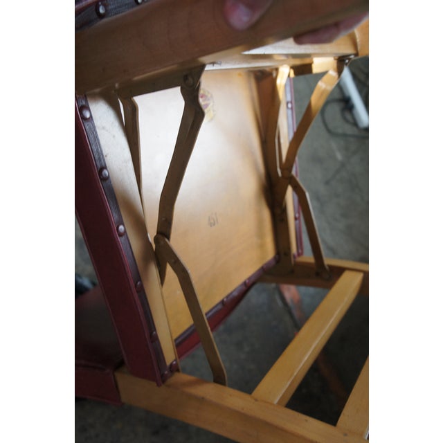 Mid 20th Century Louis Rastetter & Sons 'The Solid Kumfort' Red Leather Folding Chair For Sale - Image 13 of 15