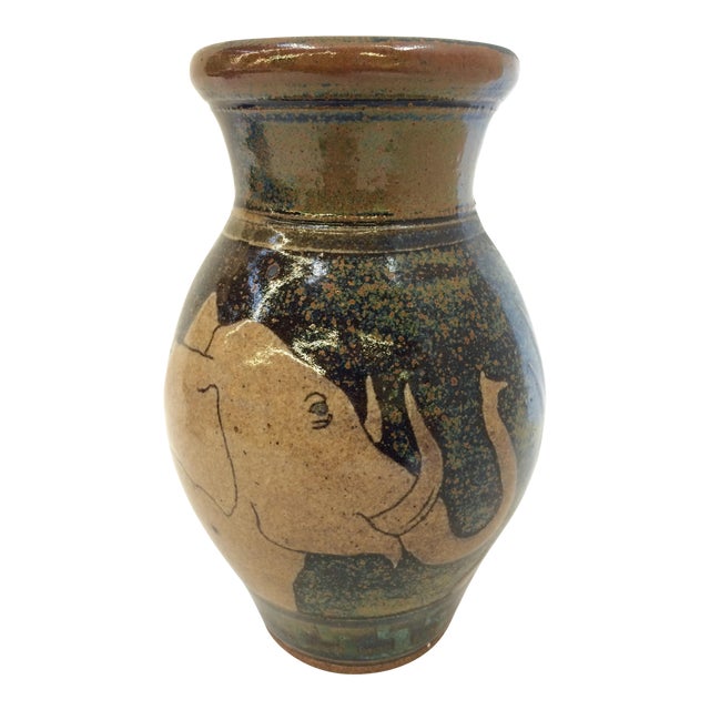 Studio Pottery Elephants Vase Chairish