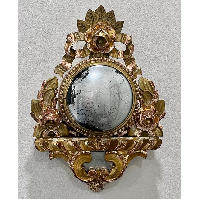 Early 20th Century Antique French Gilt Wood Clock Case W/Mirrored Convex Glass Finish For Sale - Image 5 of 18