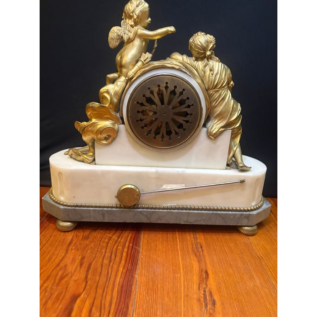 Metal French Louis XVI Style Mantel Clock For Sale - Image 7 of 9