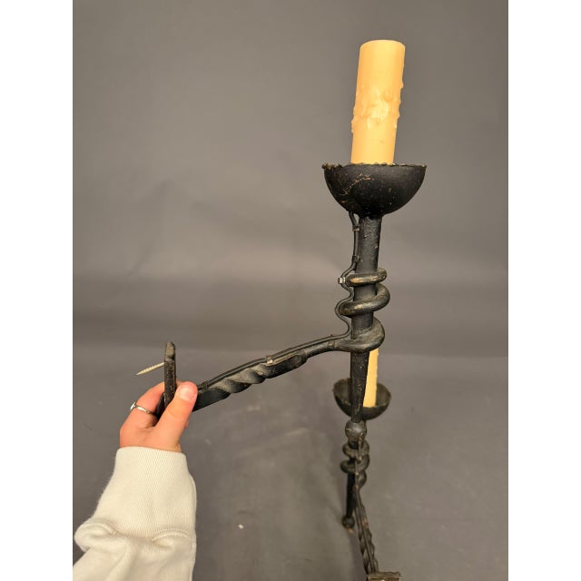 1890s French Wrought Iron Wall Sconces - Pair For Sale - Image 10 of 13