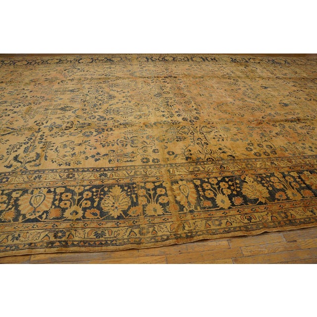 1920s Antique Sarouk Mohajeran Large Oversized Big Rug Wool Coral For Sale - Image 12 of 15