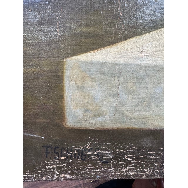 Early 20th Century European School Fruit and Wine Still Life Oil on Canvas For Sale - Image 4 of 4