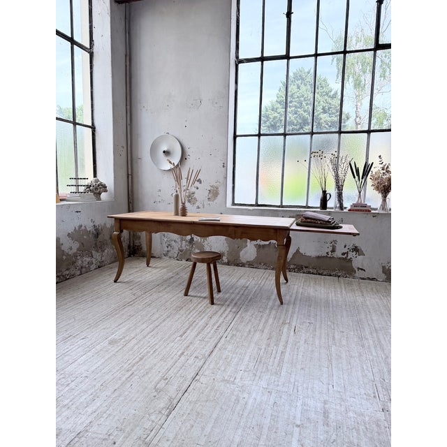 Cherrywood Farmhouse Table with Curved Legs, 19th Century For Sale - Image 5 of 18