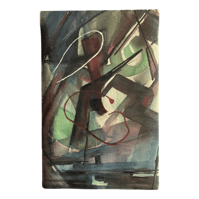 Frantisek Foltyn, Abstract Composition, Gouache, 1950s For Sale