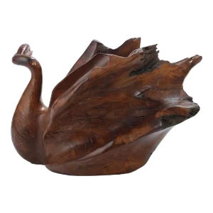 Swan (Large Free-Form Carved Polished Hardwood Bird Sculpture), G. Mille