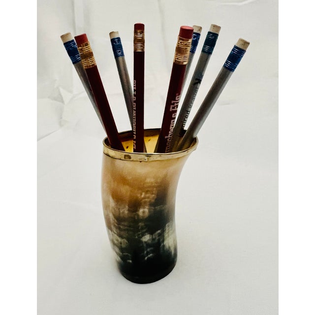 English Natural Horn Cup With Silvered Rim For Sale - Image 3 of 8