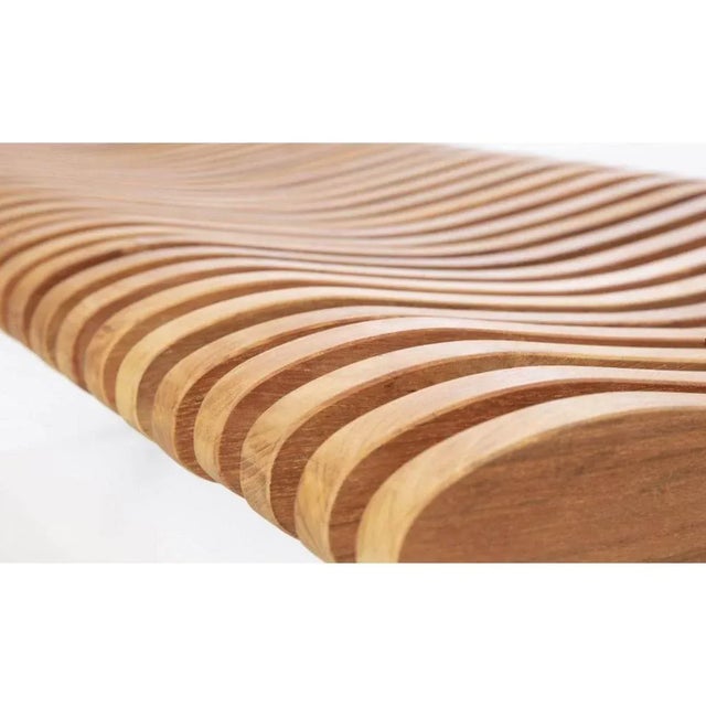 Medium Perlude Teak Bench by Caroline Voet For Sale - Image 4 of 6