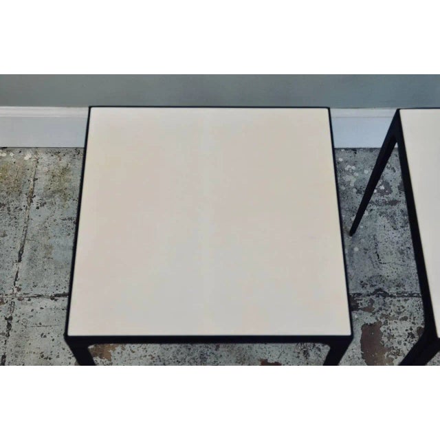 Art Deco Esquisse' Parchment and Wrought Iron Side Tables by Design Frères - a Pair For Sale - Image 3 of 9