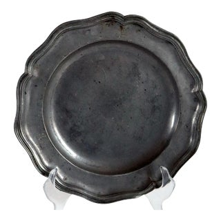 English Georgian Pewter Wavy Edge Multi-reed Plate For Sale