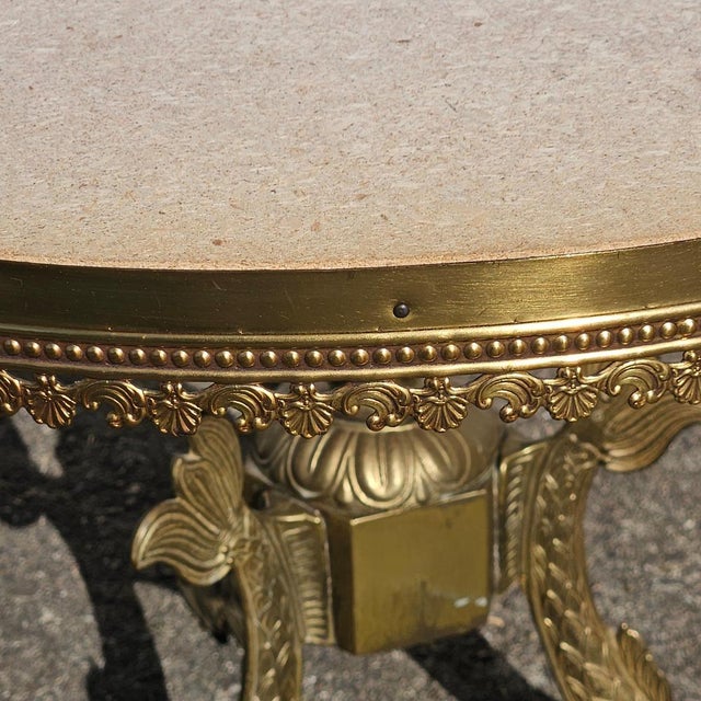 Vintage French Marble and Brass Coffee Table, 1969 For Sale - Image 13 of 15