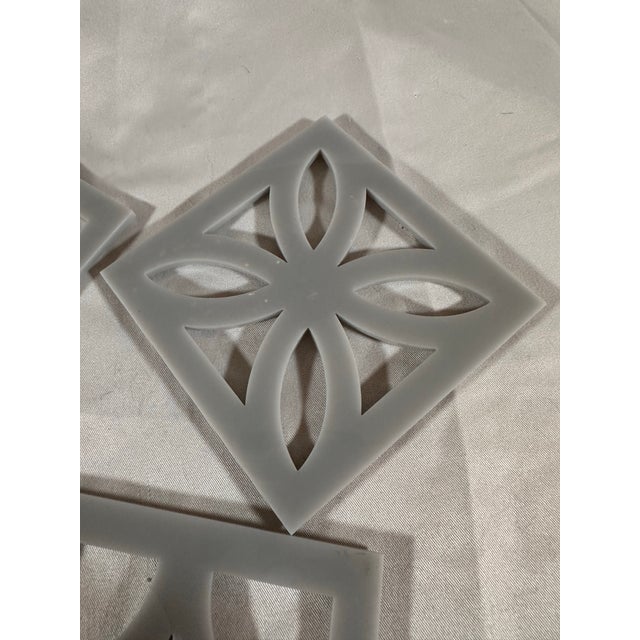 1980s Acrylic Cut Out Breeze Block Coasters - Set of 5 For Sale - Image 4 of 8